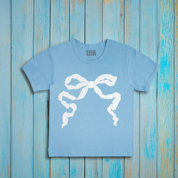 Blue Cropped T-Shirt With Ribbon - Official Lana Del Rey Stores