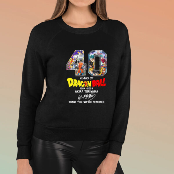 40 Years Of Dragon Ball 1984 2024 Akira Toriyama Signature Thank You For The Memories T-Shirt