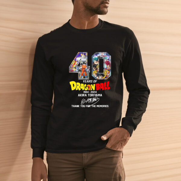 40 Years Of Dragon Ball 1984 2024 Akira Toriyama Signature Thank You For The Memories T-Shirt3